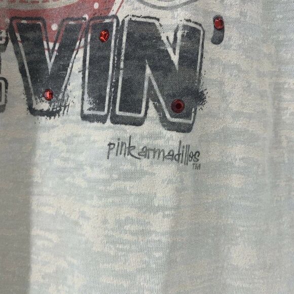 Santa Dont Stop Believin' Christmas Ragland Tee L - Picture 3 of 7